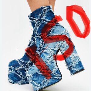 ISO!! Denim Patchwork Platform Boots. In search size 8 or 9!